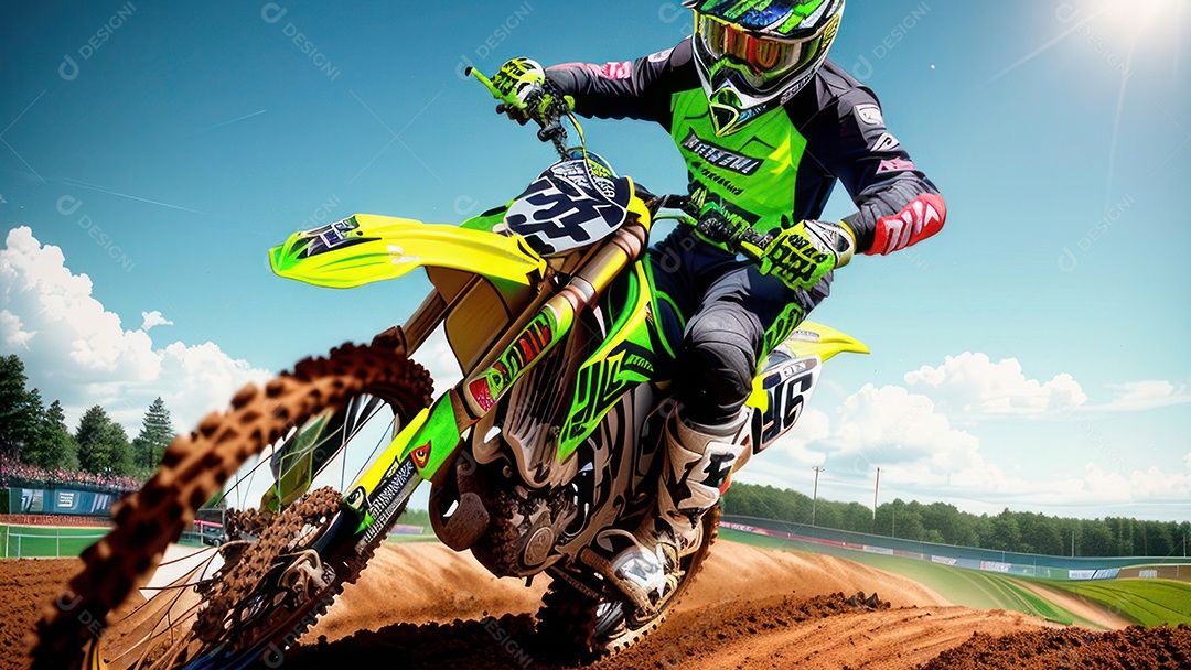 Pessoa jovem pilotando moto de motocross.