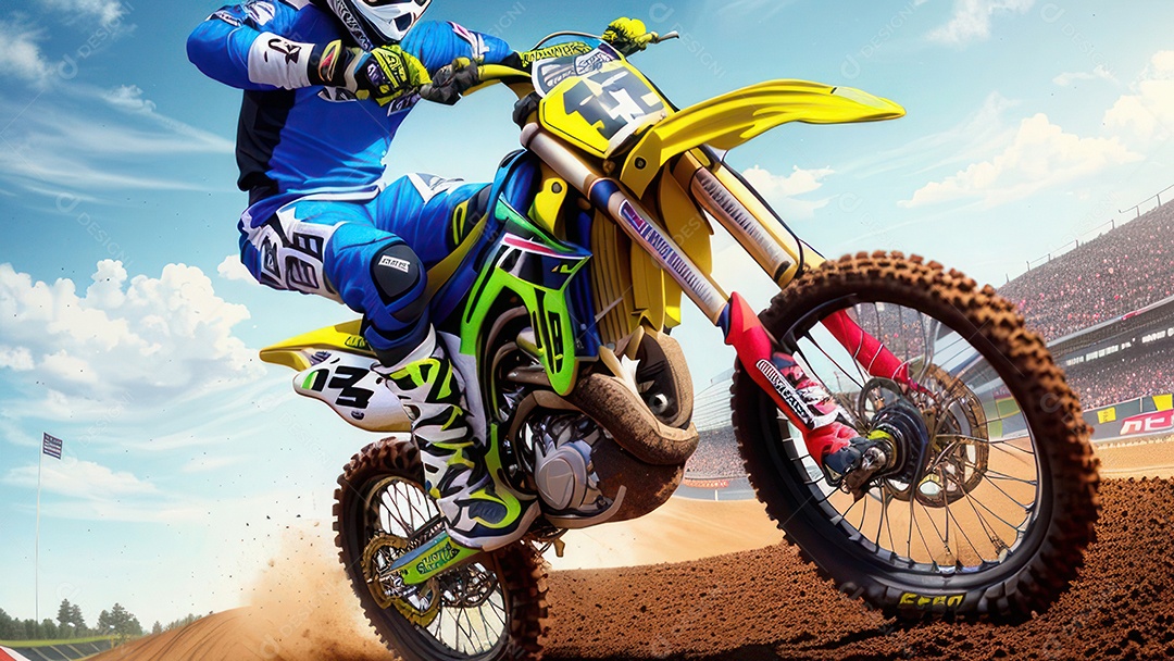 Pessoa jovem pilotando moto de motocross.