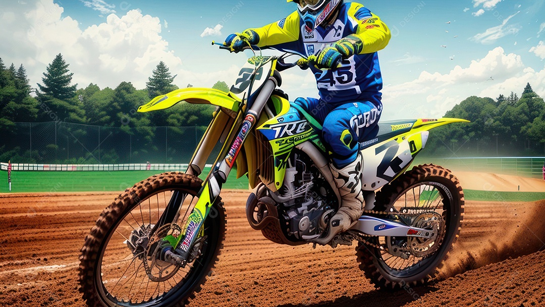 Pessoa jovem pilotando moto de motocross.