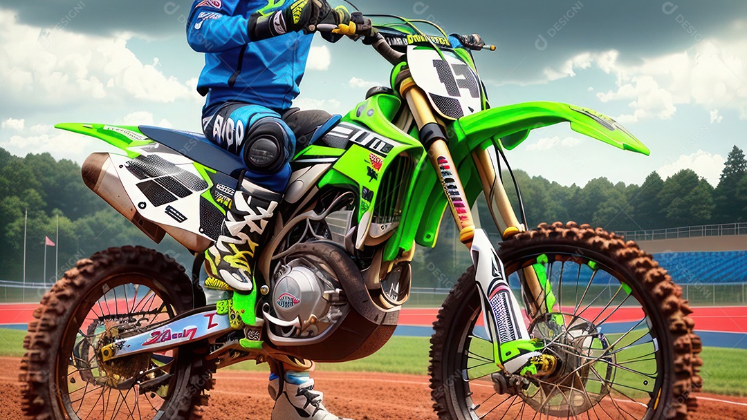 Pessoa jovem pilotando moto de motocross.