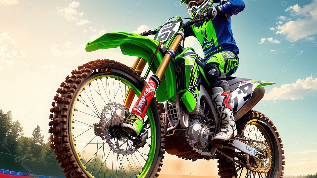 Pessoa jovem pilotando moto de motocross.