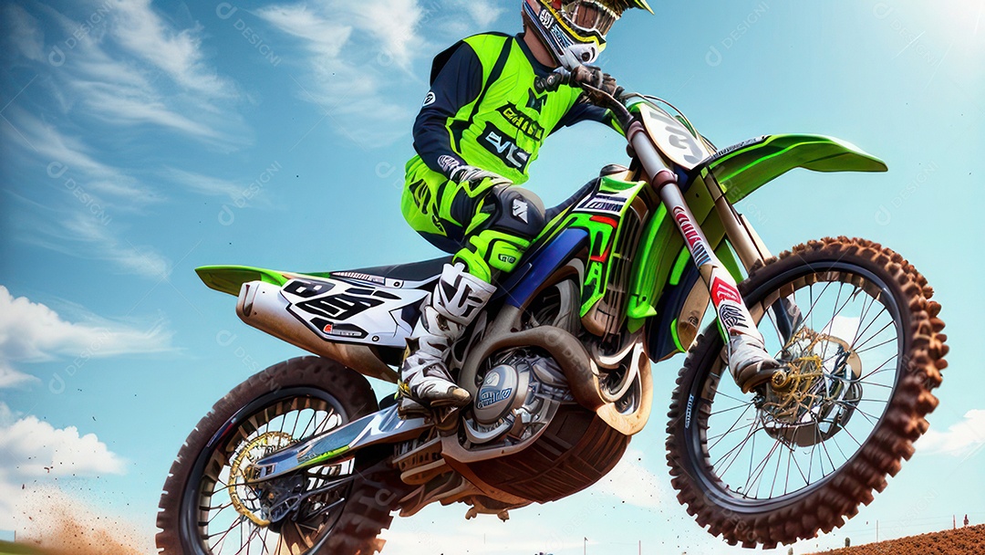 Pessoa jovem pilotando moto de motocross.