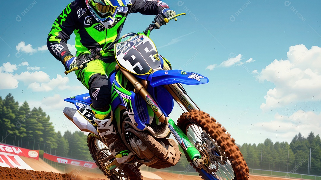 Pessoa jovem pilotando moto de motocross.