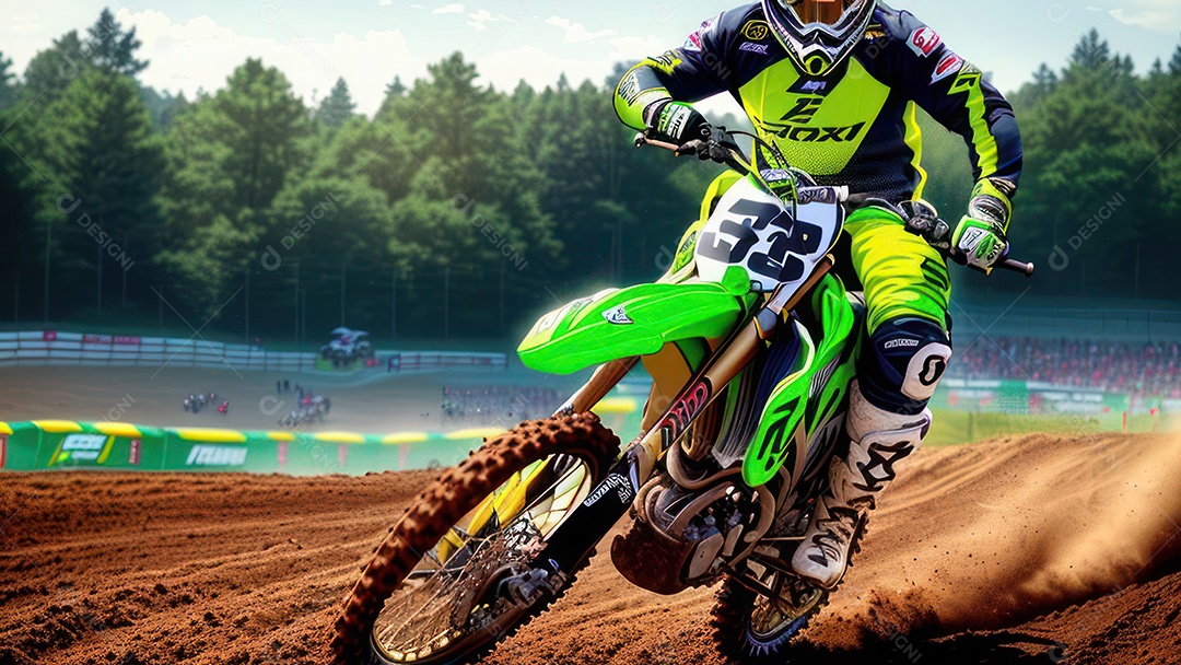 Pessoa jovem pilotando moto de motocross.