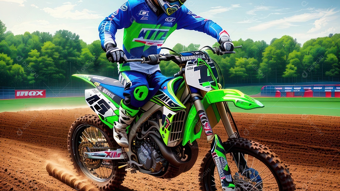 Pessoa jovem pilotando moto de motocross.