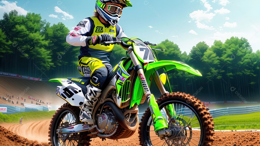 Pessoa jovem pilotando moto de motocross.