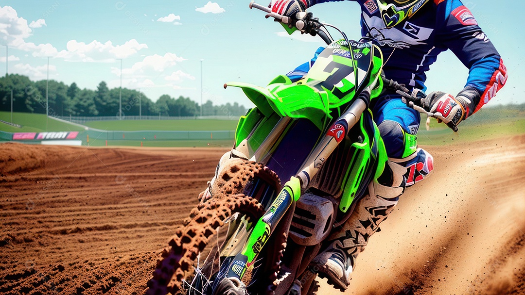 Pessoa jovem pilotando moto de motocross.