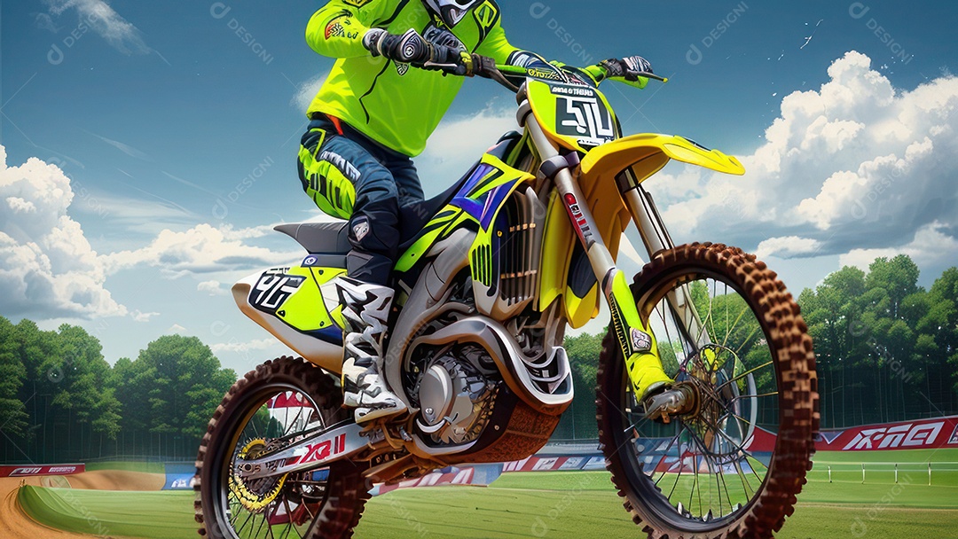 Pessoa jovem pilotando moto de motocross.