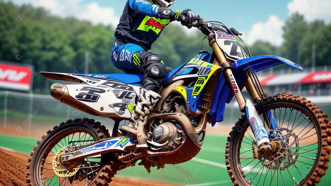 Pessoa jovem pilotando moto de motocross.