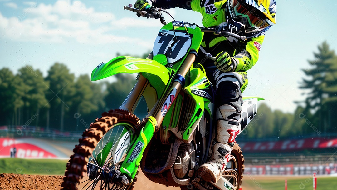 Pessoa jovem pilotando moto de motocross.