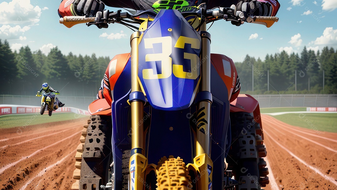 Pessoa jovem pilotando moto de motocross.