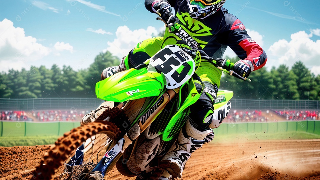 Pessoa jovem pilotando moto de motocross.