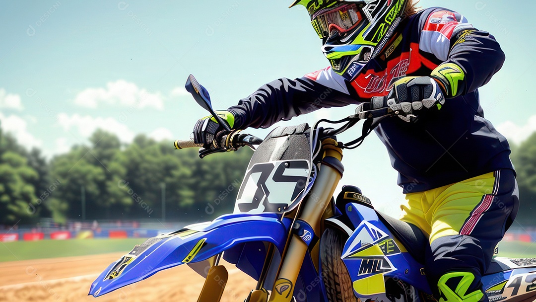 Pessoa jovem pilotando moto de motocross.