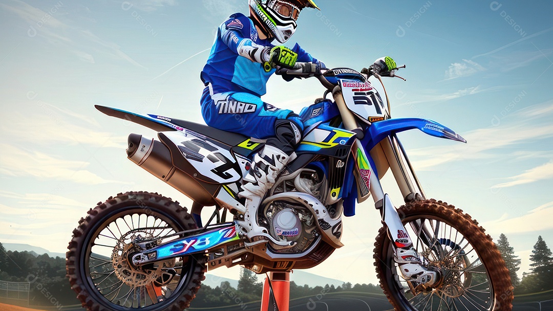 Pessoa jovem pilotando moto de motocross.