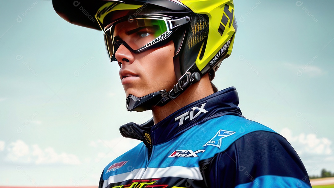 Pessoa jovem pilotando moto de motocross.