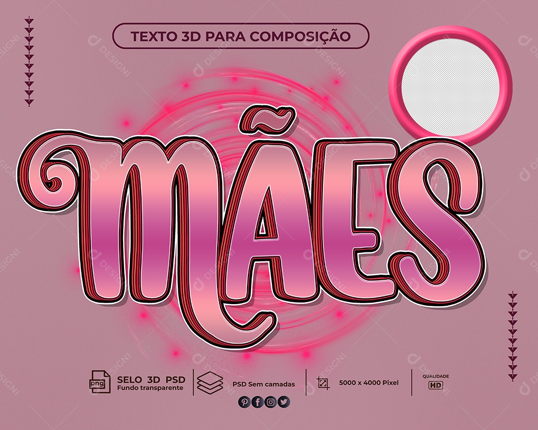 Texto 3D Mães Para Composição PSD