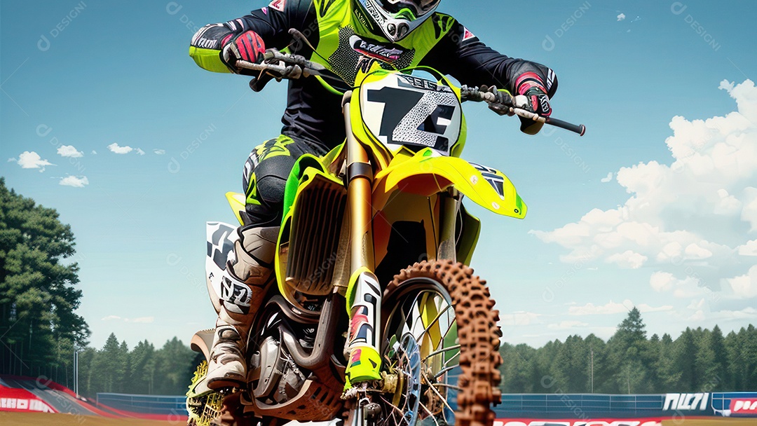 Pessoa jovem pilotando moto de motocross.