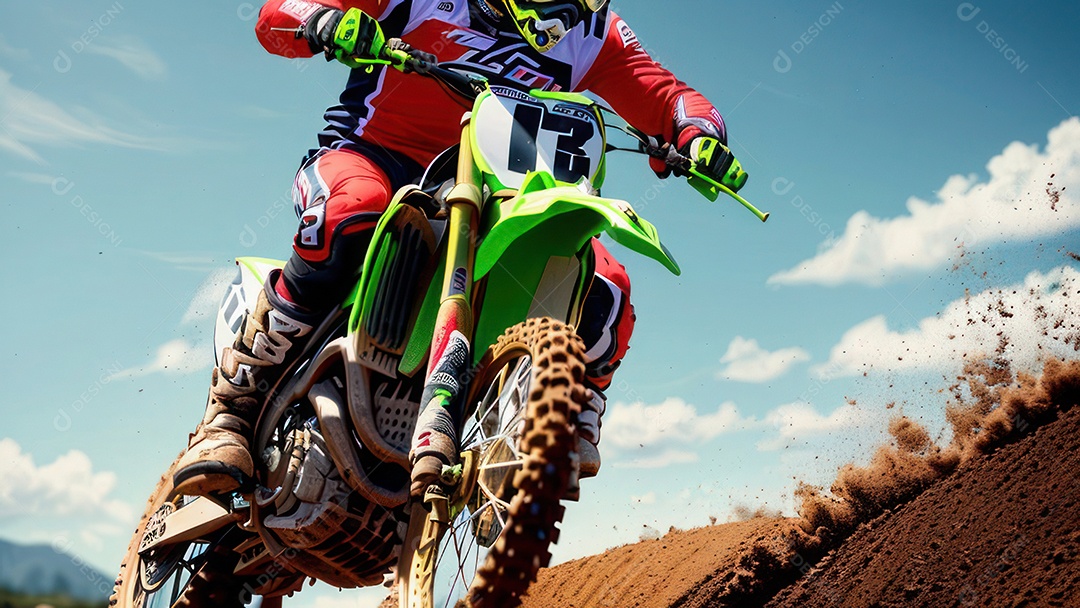 Pessoa jovem pilotando moto de motocross.