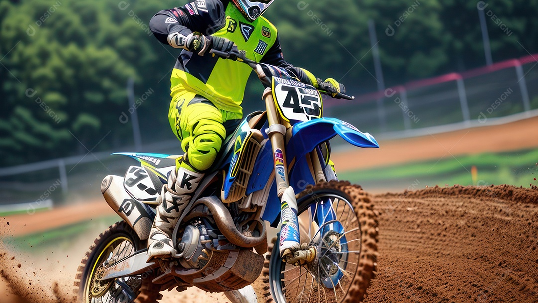 Pessoa jovem pilotando moto de motocross.