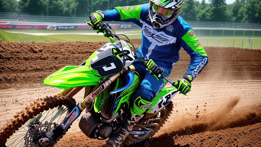 Pessoa jovem pilotando moto de motocross.