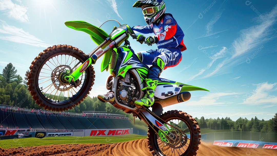 Pessoa jovem pilotando moto de motocross.