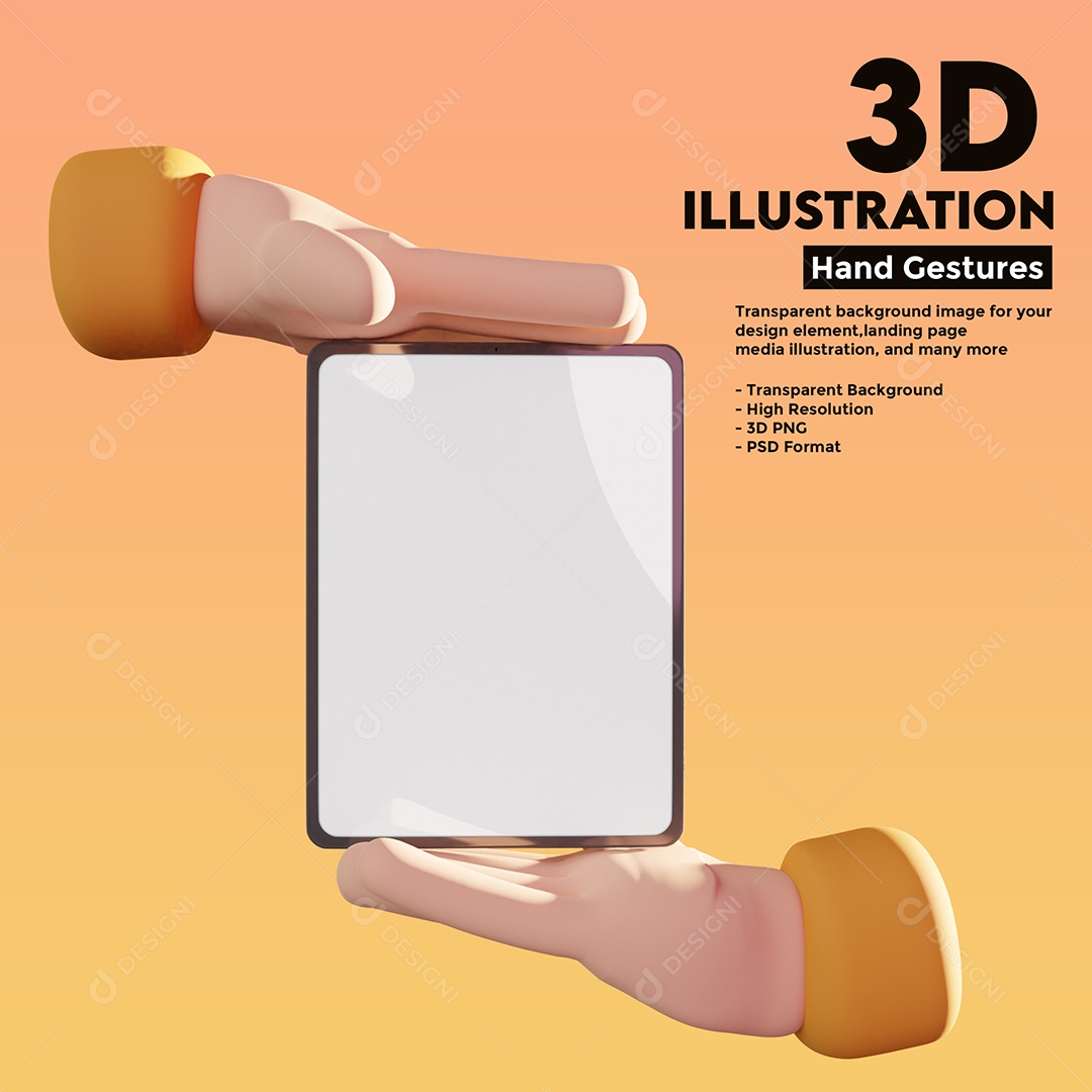 3D Illustration Hands Holding Device PSD