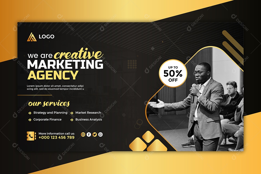 Modelo de Banner de Agência de Marketing Digital EPS Editável