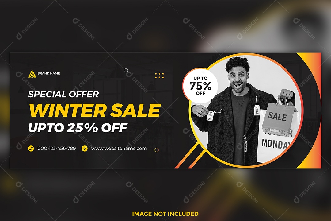 Modelo de Banner Promoção de Inverno Vetor EPS Editável