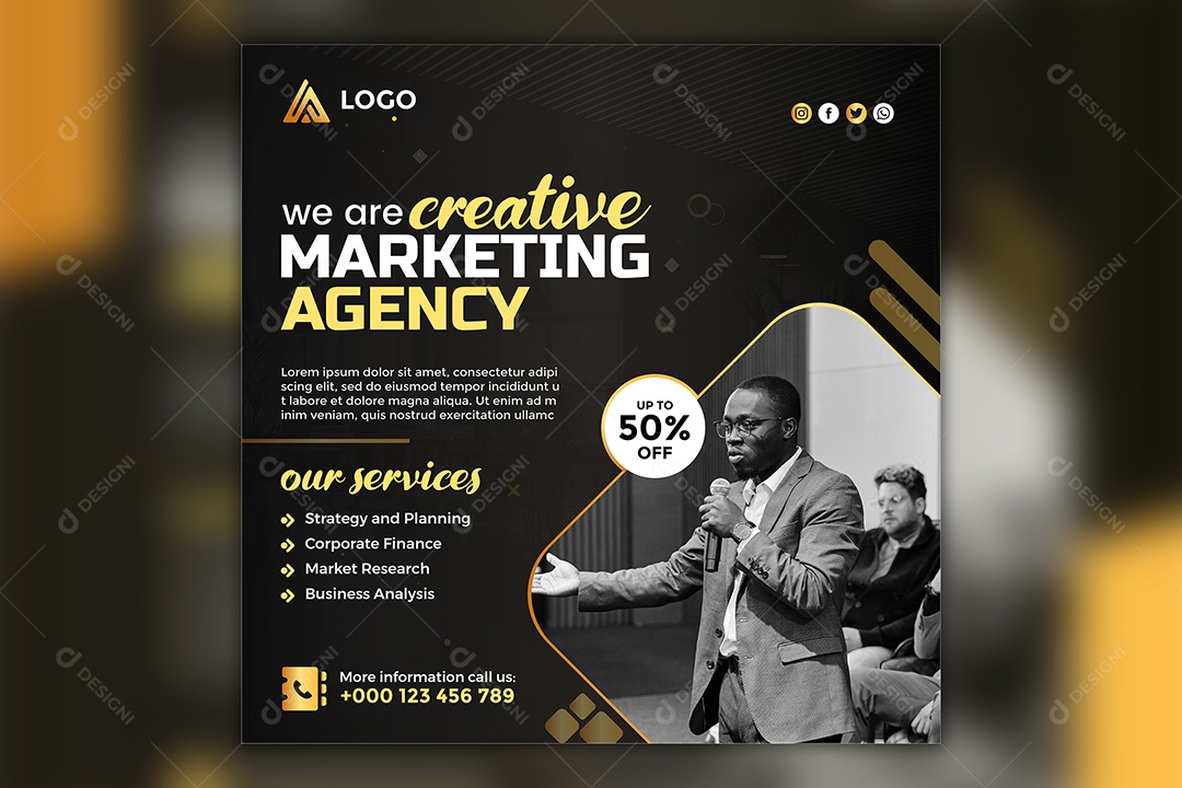 Modelo de Banner de Agência de Marketing Digital Vetor EPS Editável