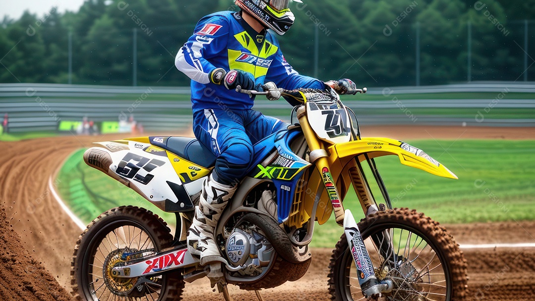 Pessoa jovem pilotando moto de motocross.