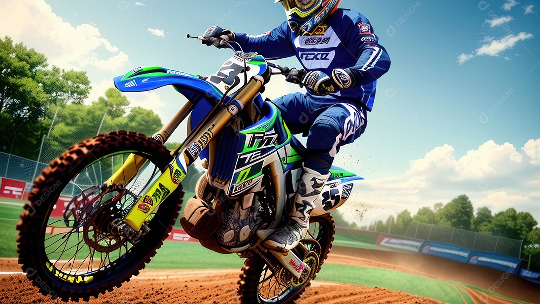 Pessoa jovem pilotando moto de motocross.