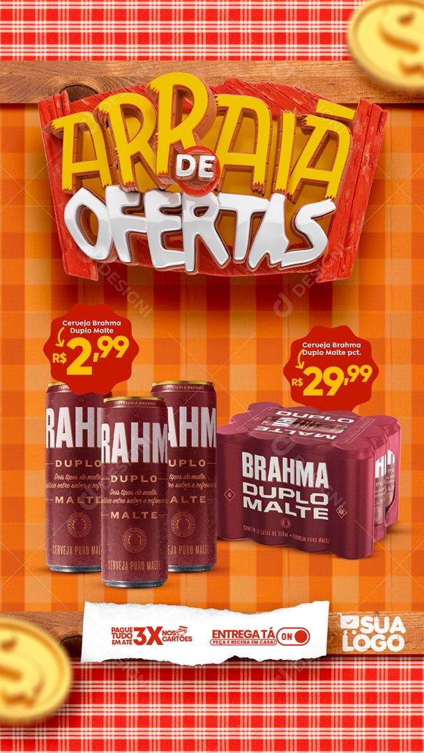 Social Media Story Arraia De Ofertas Cerveja PSD Editável