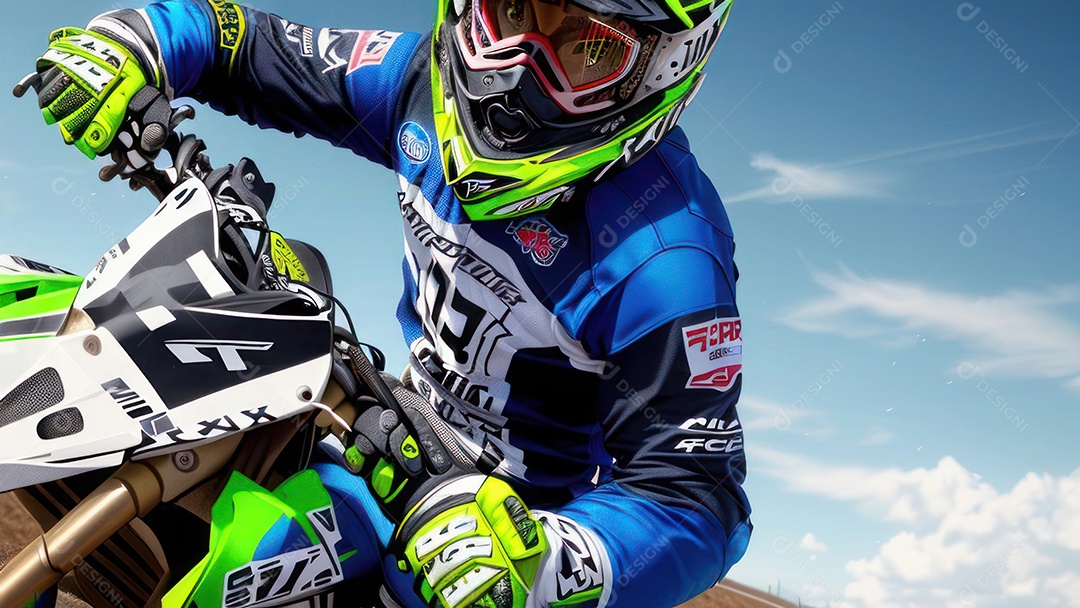 Pessoa jovem pilotando moto de motocross.