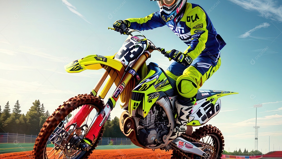 Pessoa jovem pilotando moto de motocross.