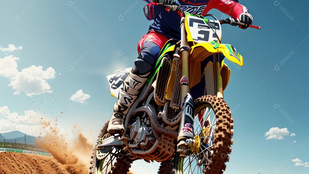 Pessoa jovem pilotando moto de motocross.