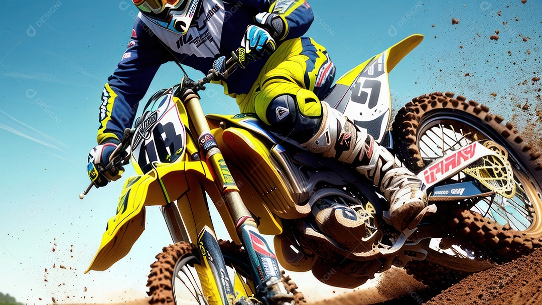 Pessoa jovem pilotando moto de motocross.