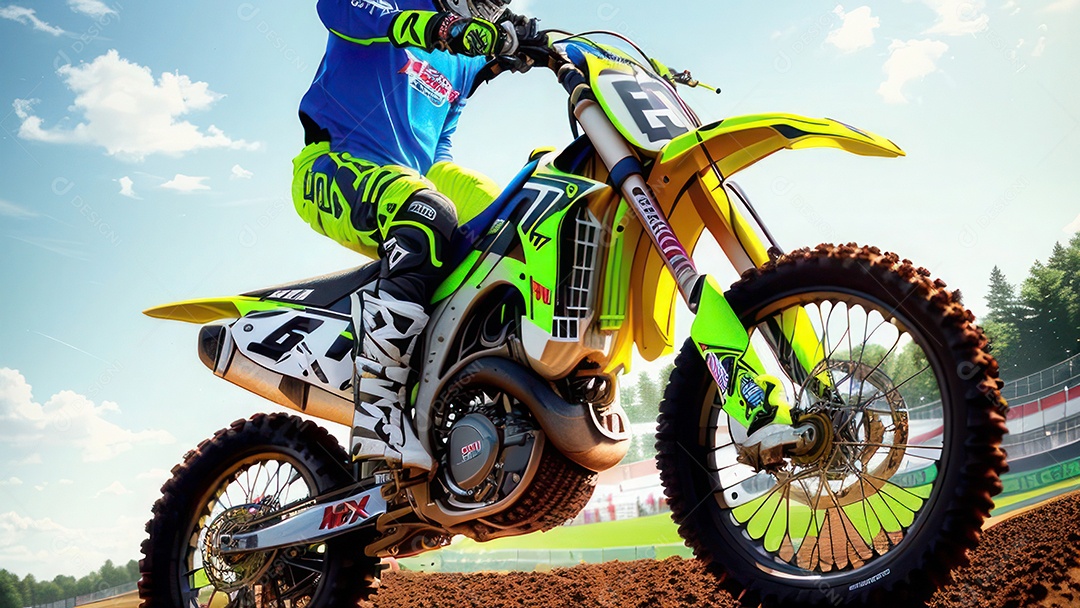 Pessoa jovem pilotando moto de motocross.