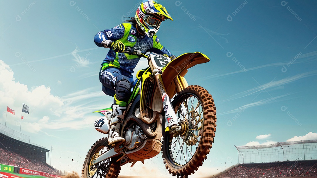 Pessoa jovem pilotando moto de motocross.