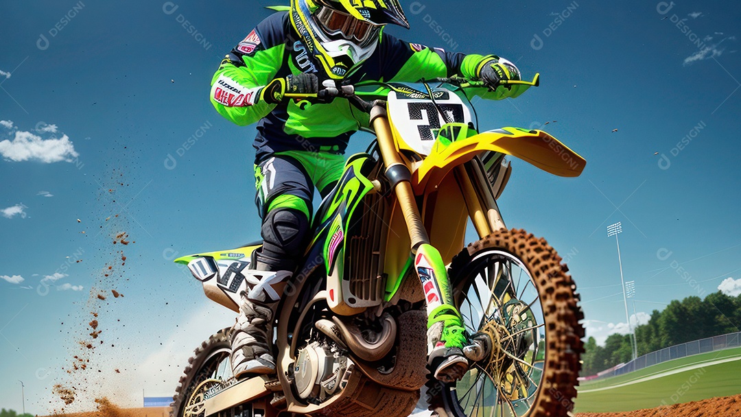 Pessoa jovem pilotando moto de motocross.