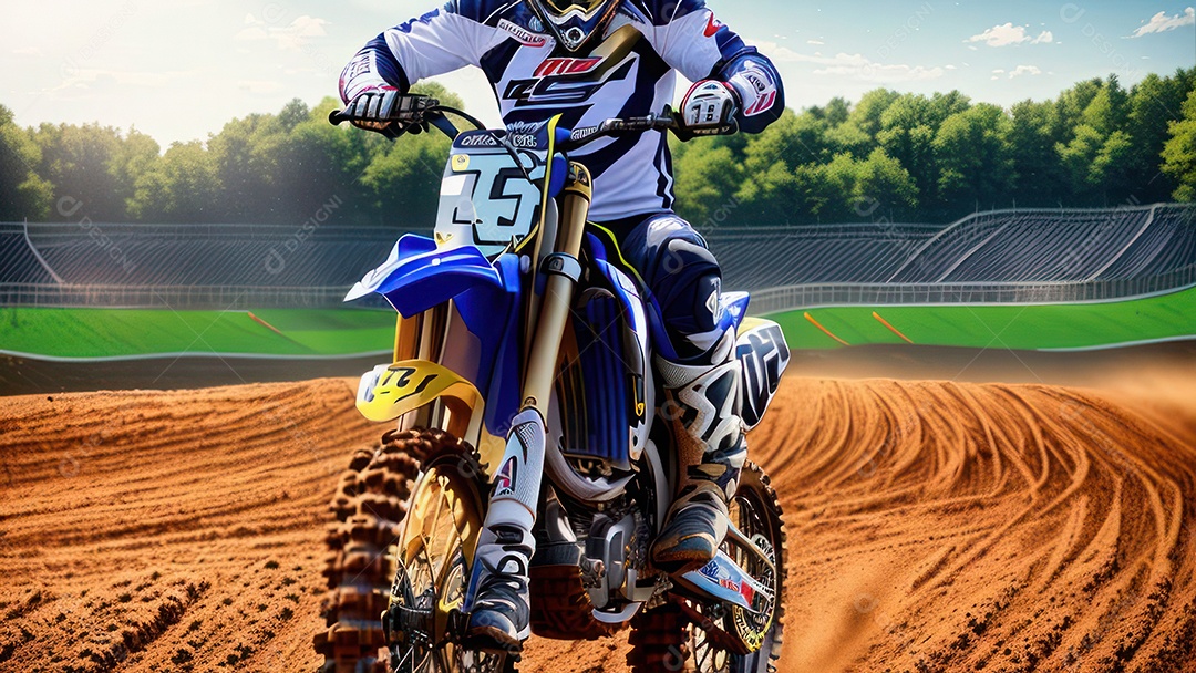 Pessoa jovem pilotando moto de motocross.