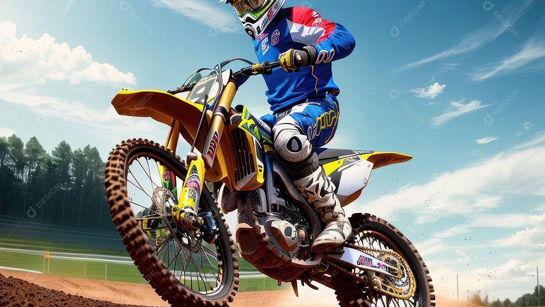 Pessoa jovem pilotando moto de motocross.