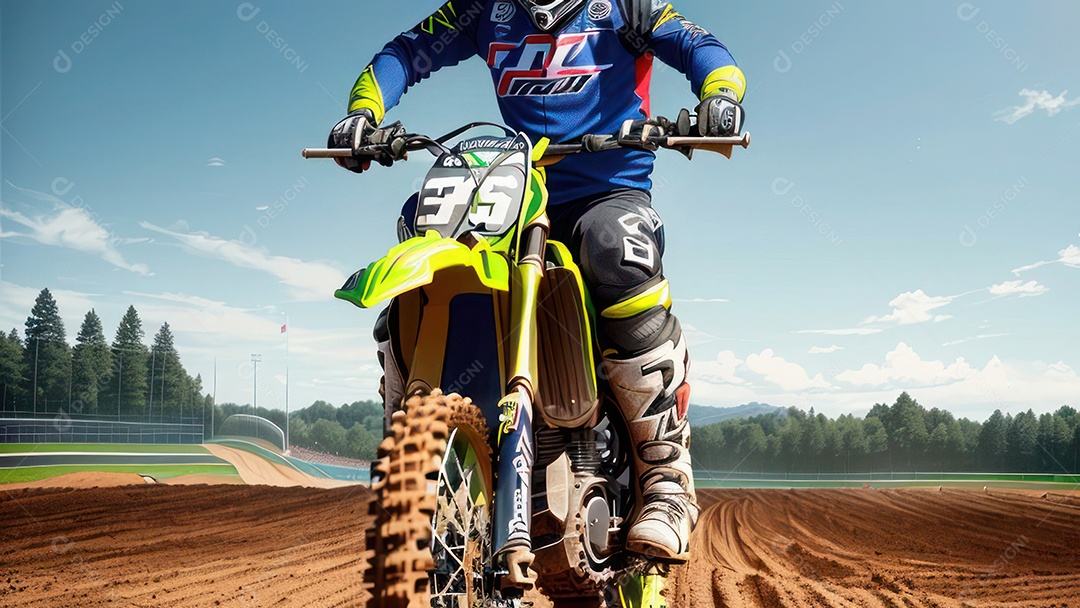 Pessoa jovem pilotando moto de motocross.
