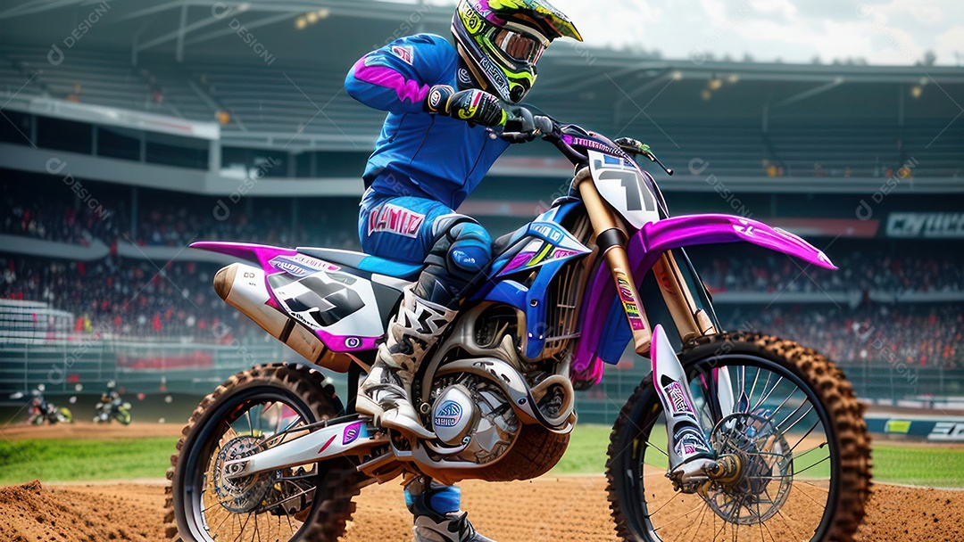 Pessoa jovem pilotando moto de motocross.