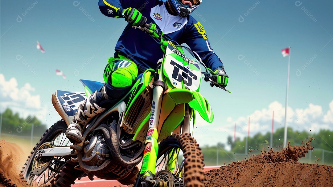 Pessoa jovem pilotando moto de motocross.