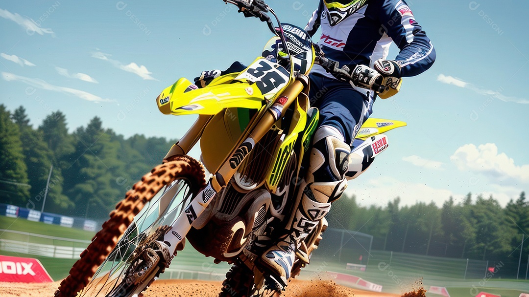 Pessoa jovem pilotando moto de motocross.