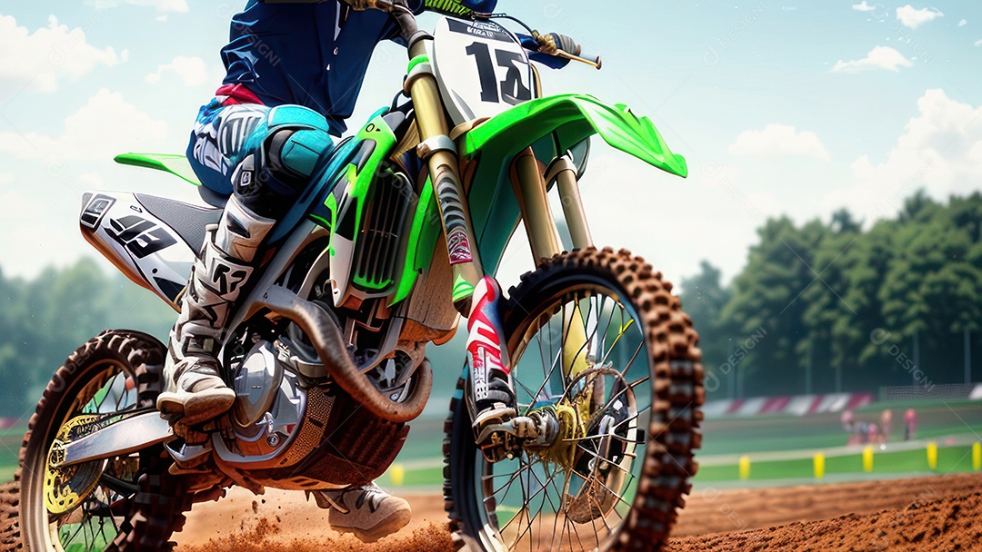 Pessoa jovem pilotando moto de motocross.