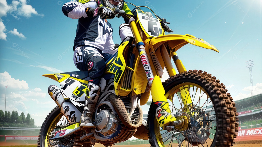 Pessoa jovem pilotando moto de motocross.