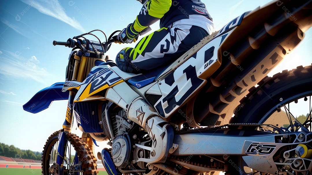Pessoa jovem pilotando moto de motocross.