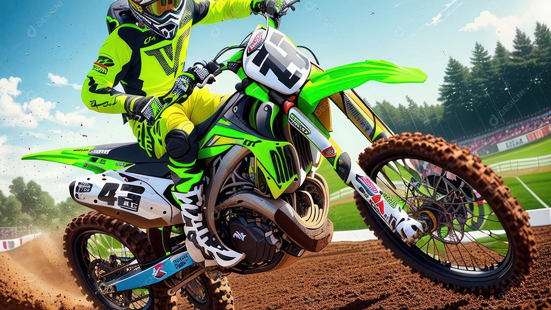 Pessoa jovem pilotando moto de motocross.