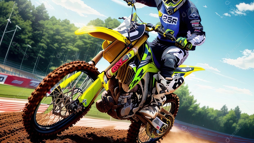 Pessoa jovem pilotando moto de motocross.